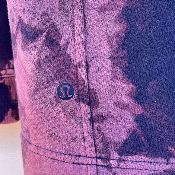 Lululemon purple/maroon tie-dye hooded long-sleeved sweater, drawstring, size 4 - Picture 13 of 14